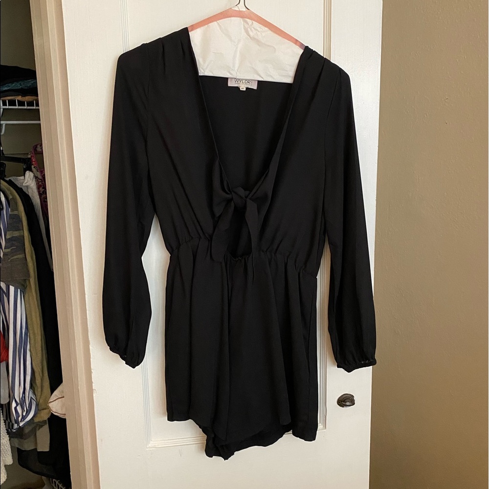 Black Short Romper with Front tie